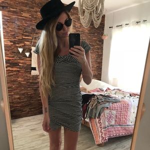 Zara gingham black & white minidress off shoulder